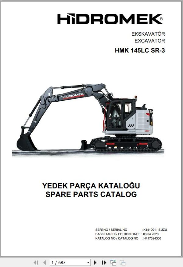 Hidromek Excavator HMK 145LC SR 3 Spare Parts Catalog H417322300U EN TR