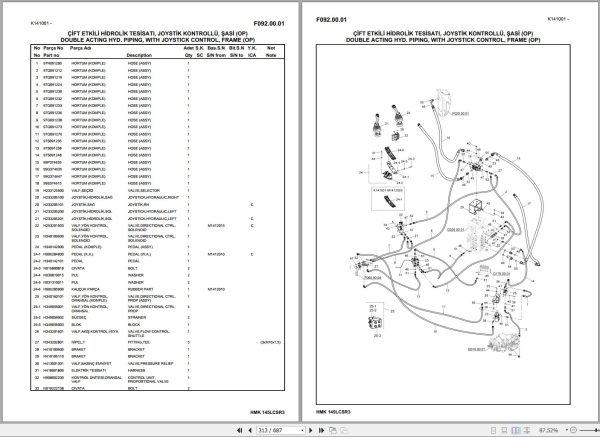 Hidromek Excavator HMK 145LC SR 3 Spare Parts Catalog H417322300U EN TR 1