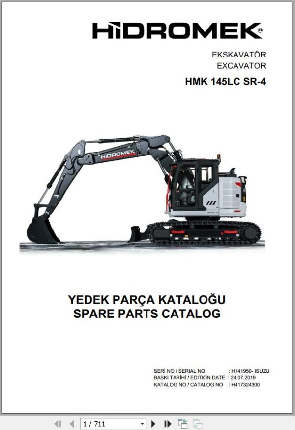 Hidromek Excavator HMK 145LC SR 4 Spare Parts Catalog H417324300U EN TR