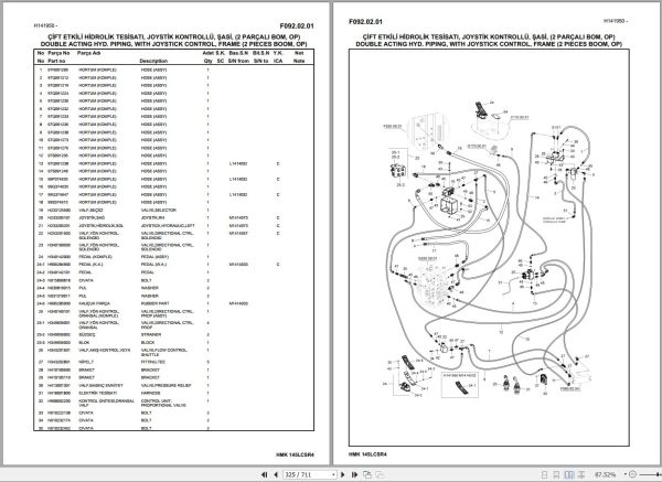 Hidromek Excavator HMK 145LC SR 4 Spare Parts Catalog H417324300U EN TR 1