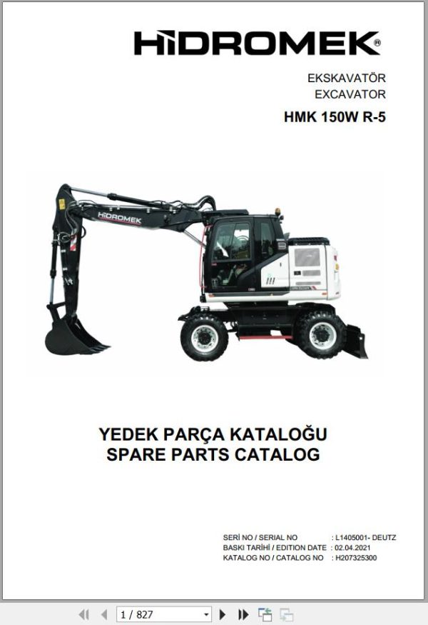 Hidromek Excavator HMK 150W R 5 Spare Parts Catalog H207325300 EN TR