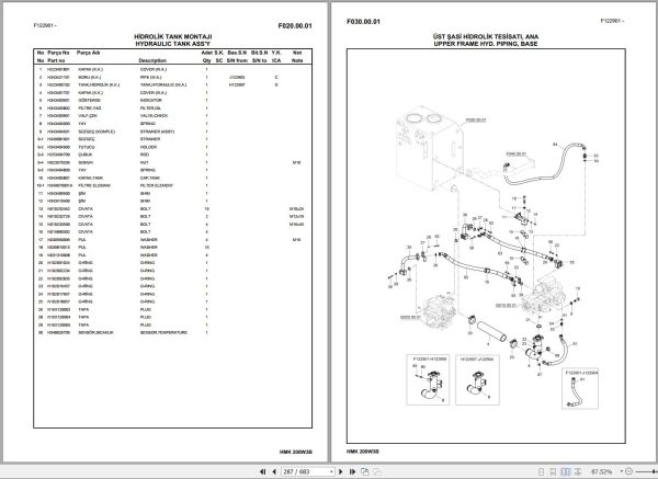 Hidromek Excavator HMK 200W 3B Spare Parts Catalog H227323300 EN TR 1
