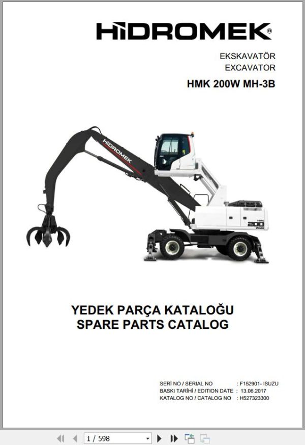 Hidromek Excavator HMK 200W MH 3B Spare Parts Catalog H527323300 EN TR