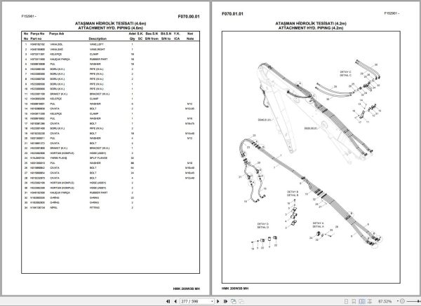 Hidromek Excavator HMK 200W MH 3B Spare Parts Catalog H527323300 EN TR 1