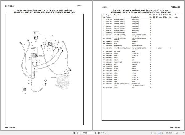 Hidromek Excavator HMK 210W MH 3 Spare Parts Catalog H52732B300U EN TR 1