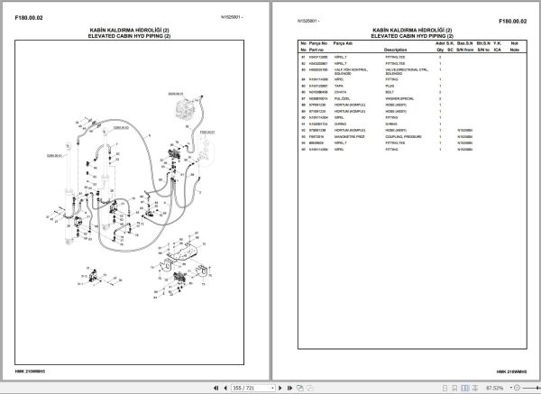 Hidromek Excavator HMK 210W MH 5 Spare Parts Catalog H527325300U EN TR 1