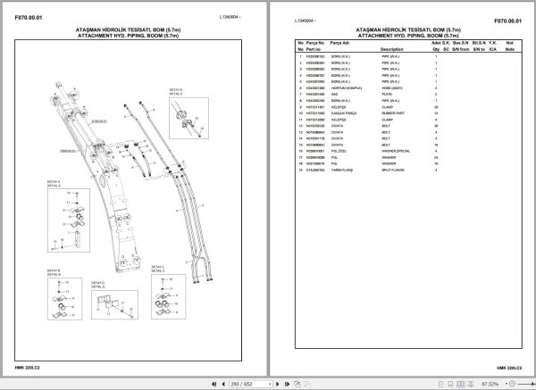 Hidromek Excavator HMK 220LC 2 Spare Parts Catalog H347311300 EN TR 1