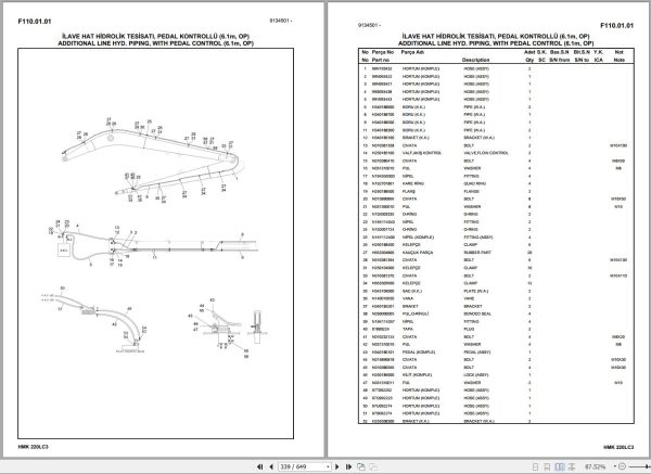 Hidromek Excavator HMK 220LC 3 Spare Parts Catalog H347322300 EN TR 1