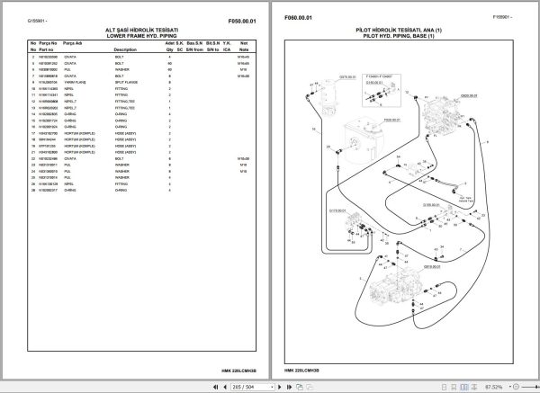 Hidromek Excavator HMK 220LC MH 3B Spare Parts Catalog H557323300 EN TR 1