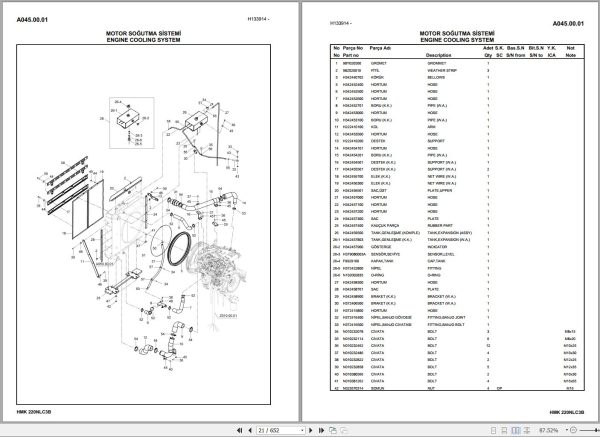 Hidromek Excavator HMK 220NLC 3B Spare Parts Catalog H337323300U EN TR 1
