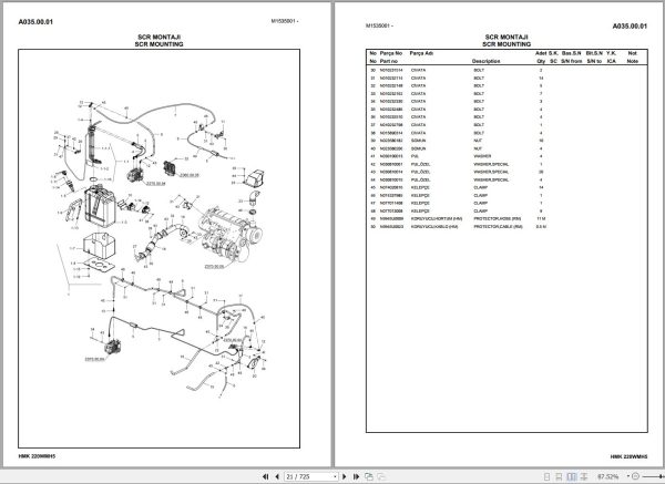 Hidromek Excavator HMK 220W MH 5 Spare Parts Catalog H537325300U EN TR 1