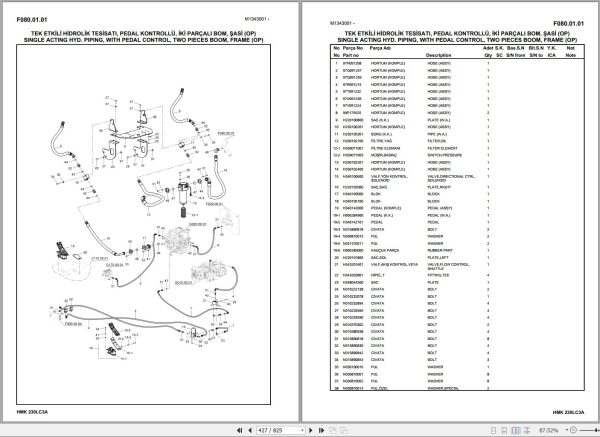 Hidromek Excavator HMK 230LC 3A Spare Parts Catalog H34732C300U EN TR 1
