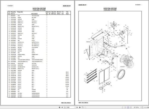 Hidromek Excavator HMK 230LC MH 3A Spare Parts Catalog H557325300 EN TR 1