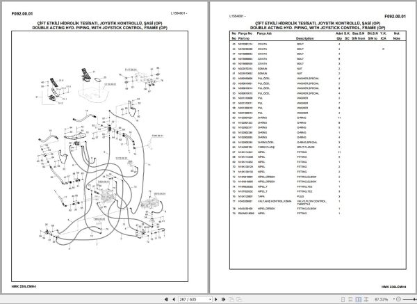 Hidromek Excavator HMK 230LCMH4 Spare Parts Catalog H557324300 EN TR 1