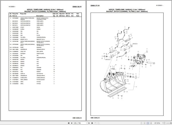 Hidromek Excavator HMK 230NLC 5 Spare Parts Catalog H337325300U EN TR 1