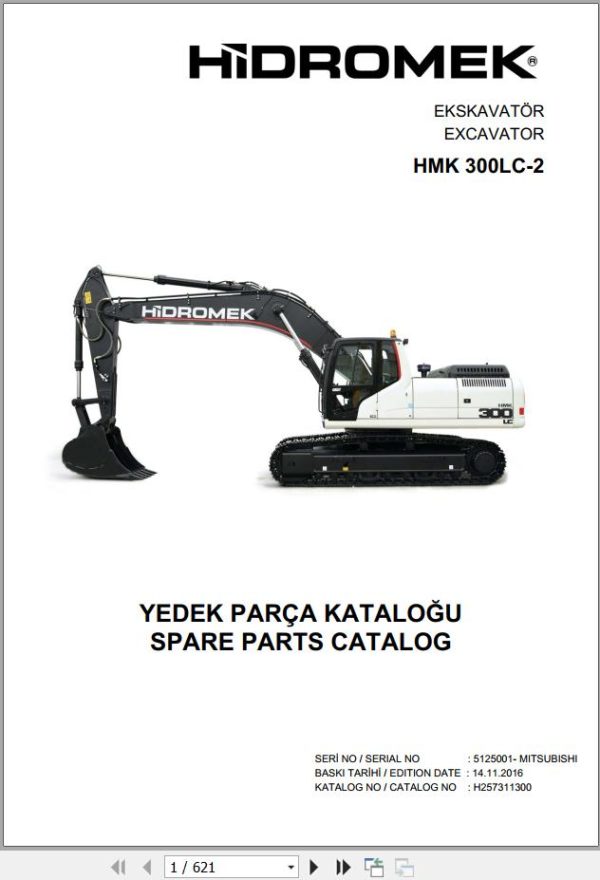 Hidromek Excavator HMK 300LC 2 Spare Parts Catalog H257311300 EN TR