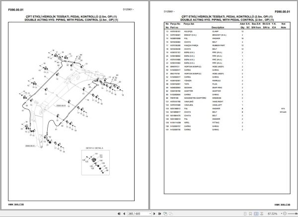Hidromek Excavator HMK 300LC 3B Spare Parts Catalog H257323300U EN TR 1