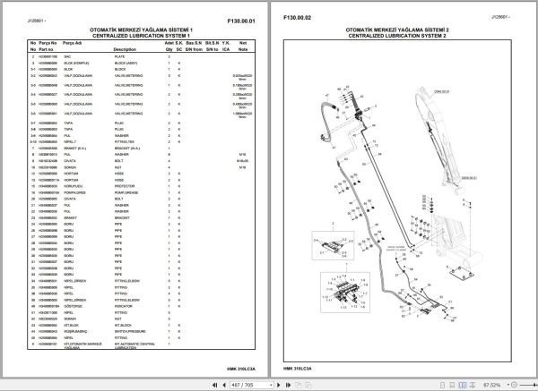 Hidromek Excavator HMK 310LC 3A Spare Parts Catalog H25732C300U EN TR 1