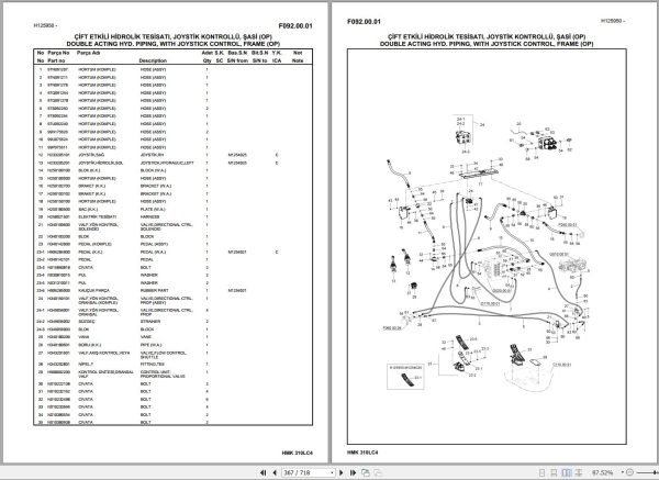 Hidromek Excavator HMK 310LC 4 Spare Parts Catalog H257324300U EN TR 1