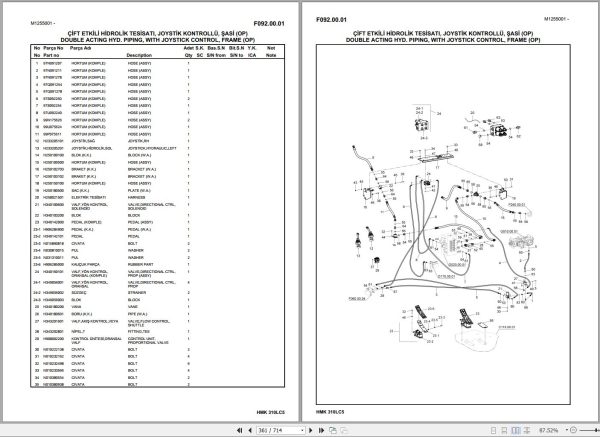 Hidromek Excavator HMK 310LC 5 Spare Parts Catalog H257325300U EN TR 1