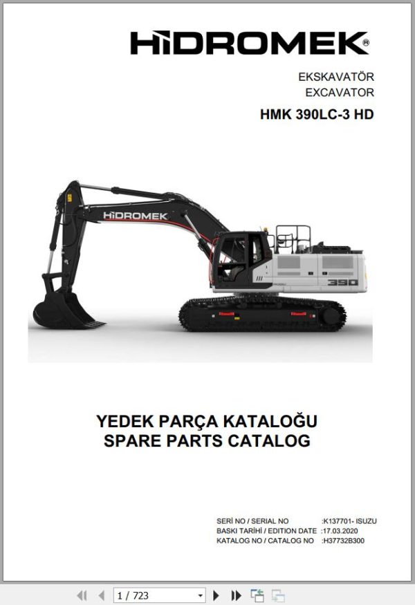 Hidromek Excavator HMK 390LC 3 HD Spare Parts Catalog H37732B300U EN TR