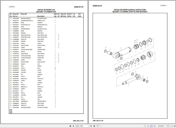 Hidromek Excavator HMK 390LC 3 HD Spare Parts Catalog H37732B300U EN TR 1