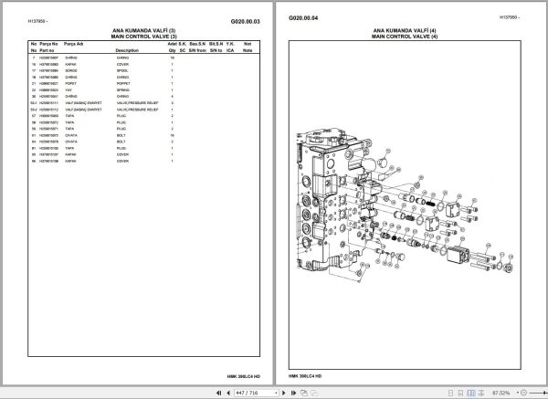 Hidromek Excavator HMK 390LC 4 HD Spare Parts Catalog H377324300U EN TR 1