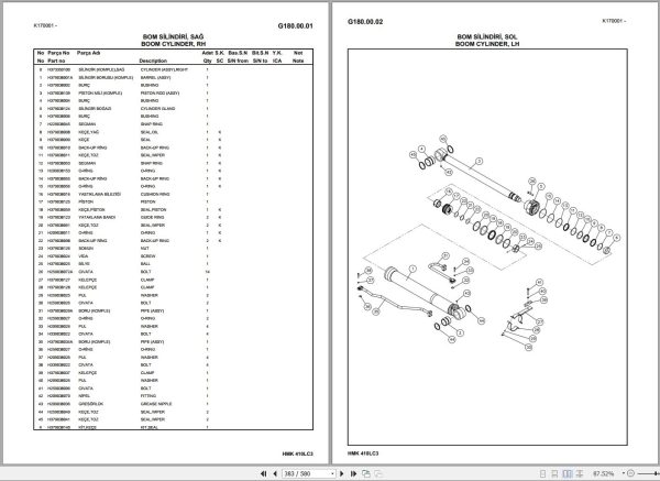 Hidromek Excavator HMK 410LC 3 UHD Spare Parts Catalog H70732B300U EN TR 1