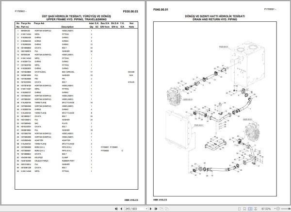 Hidromek Excavator HMK 410LC 5 UHD Spare Parts Catalog H707325300U EN TR 1