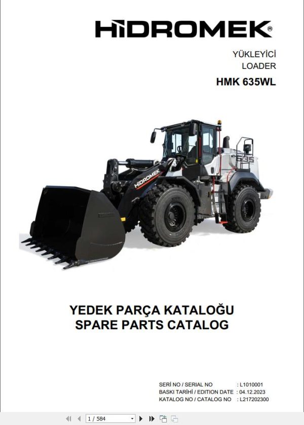 Hidromek Loader HMK635WL5 Spare Parts Catalog L227202300 EN TR 1