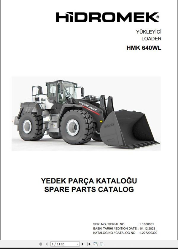 Hidromek Loader HMK640WL4 Spare Parts Catalog L227200300 EN TR 1