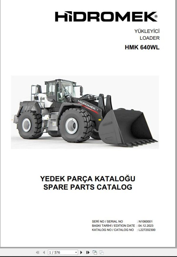 Hidromek Loader HMK640WL5 Spare Parts Catalog L227202300 EN TR 1