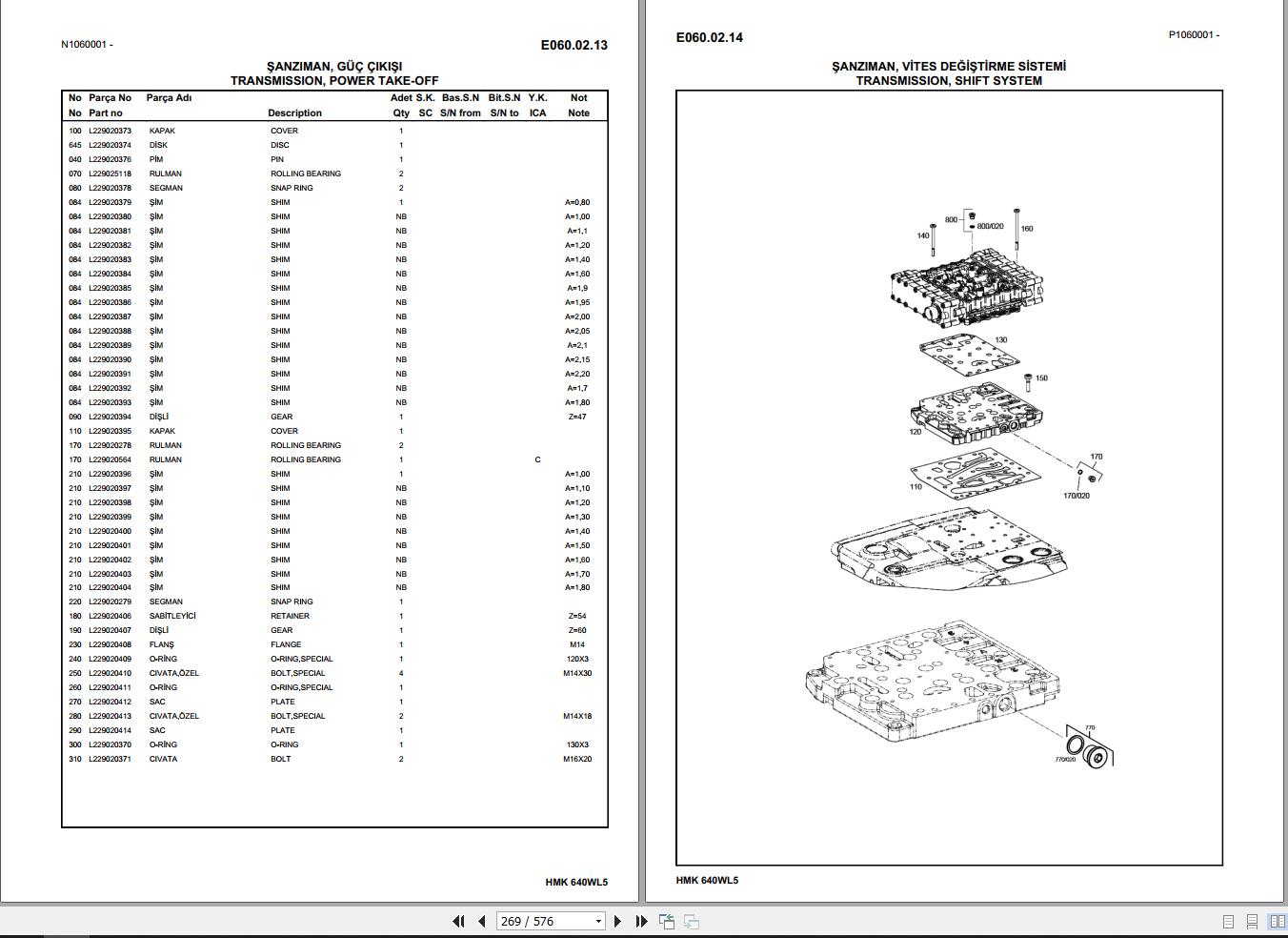 Hidromek Loader HMK640WL5 Spare Parts Catalog L227202300 EN TR