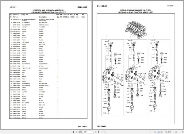 Hidromek Motor Grader HMK 230MG3 Spare Parts Catalog R23032301U EN TR 1