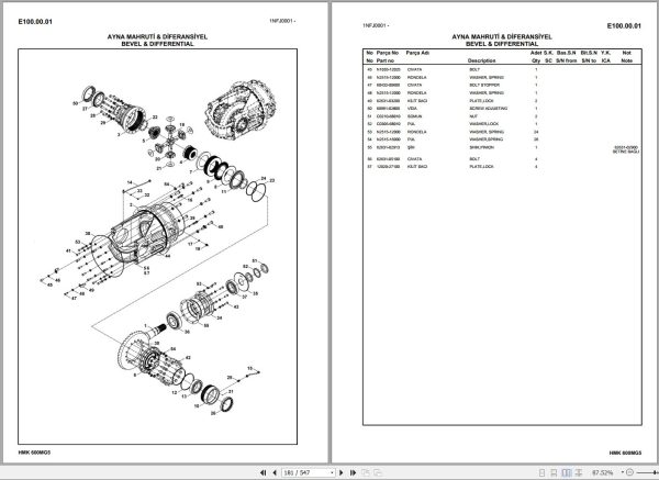 Hidromek Motor Grader HMK 600MG5 Spare Parts Catalog R60015301U EN TR 1
