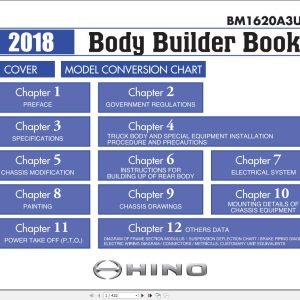 Hino Truck 2018 Body Builder Book Chassis Guide USA