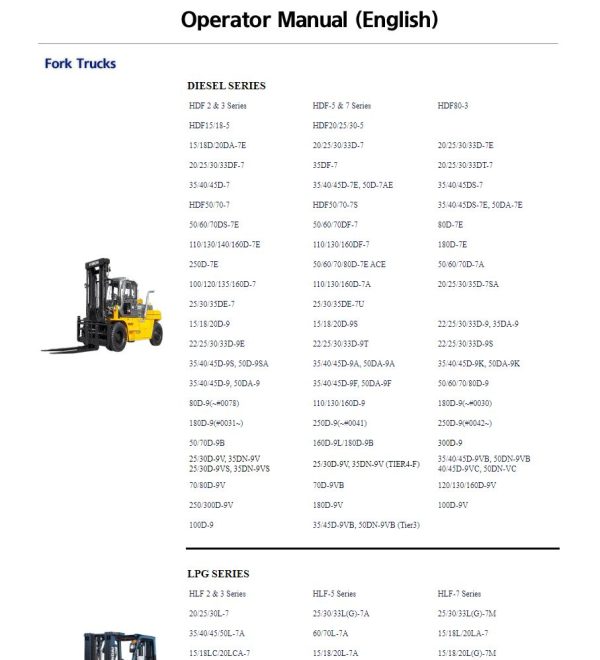 Hyundai Forklift Trucks Operator Manual PDF Updated 01.2024 Offline 1
