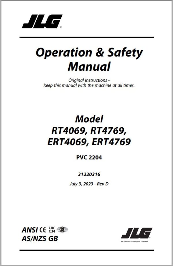 JLG Forklift Operation Service Catalog Manuals and Schematic 2022 2023 2