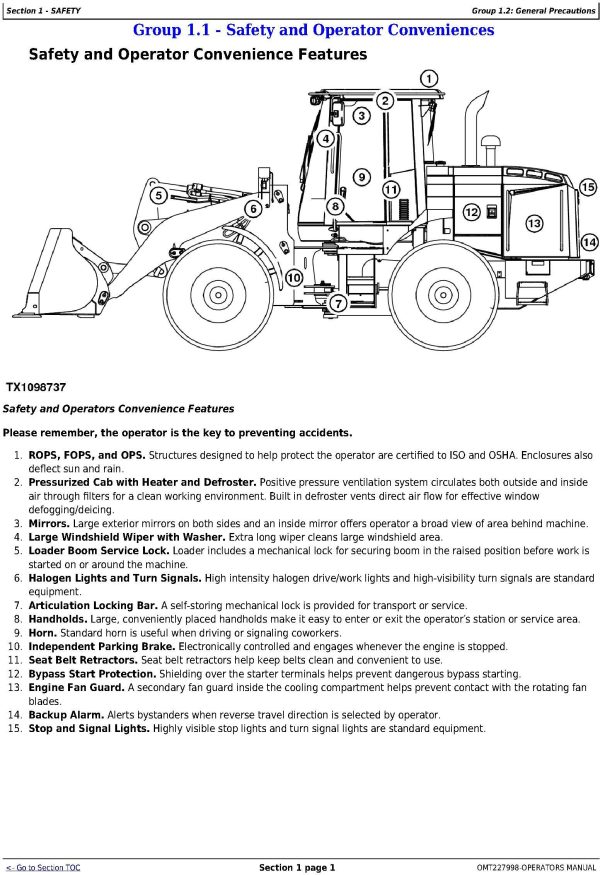John Deere 644K 4WD Loader Operator Manual OMT227998 1