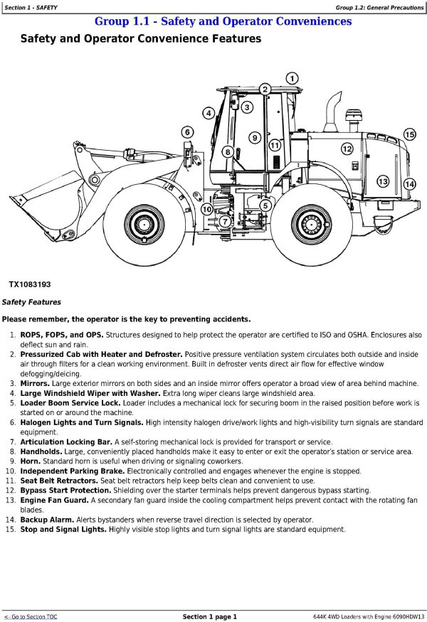John Deere 644K 4WD Loader Operator Manual OMT260553 2