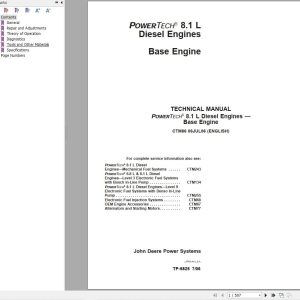 John Deere Diesel Engine Powertech 8.1L Technical Manual CTM86 1