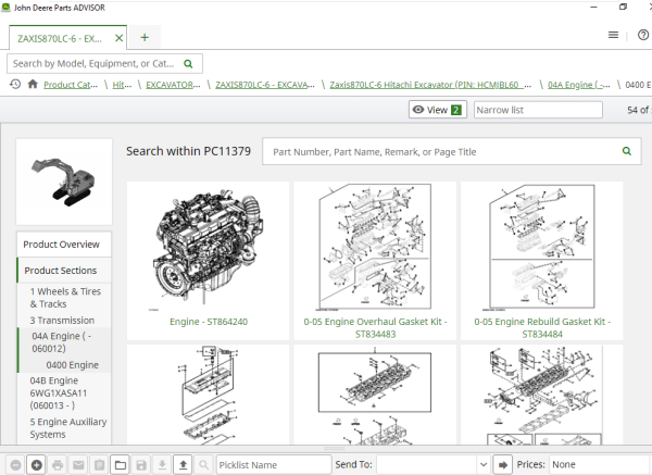 John Deere Hitachi Parts ADVISOR 12.2023 Spare Parts Catalog 13
