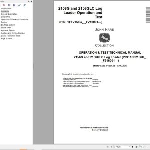 John Deere Loader 2156G 2156GLC Technical Operation Manual TM14045X19 1