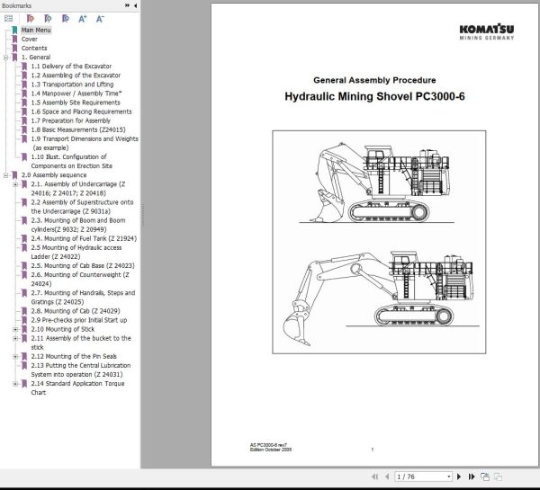 Komatsu Mining Shovel PC3000 6 Field Assembly Instructions
