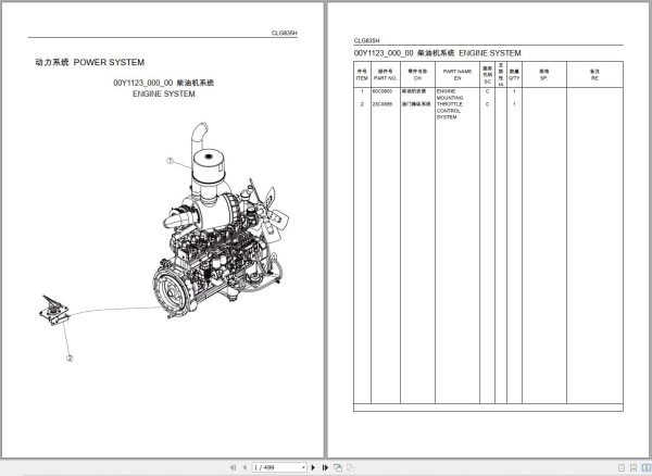 Liugong Loader CLG835H Parts Manual 1