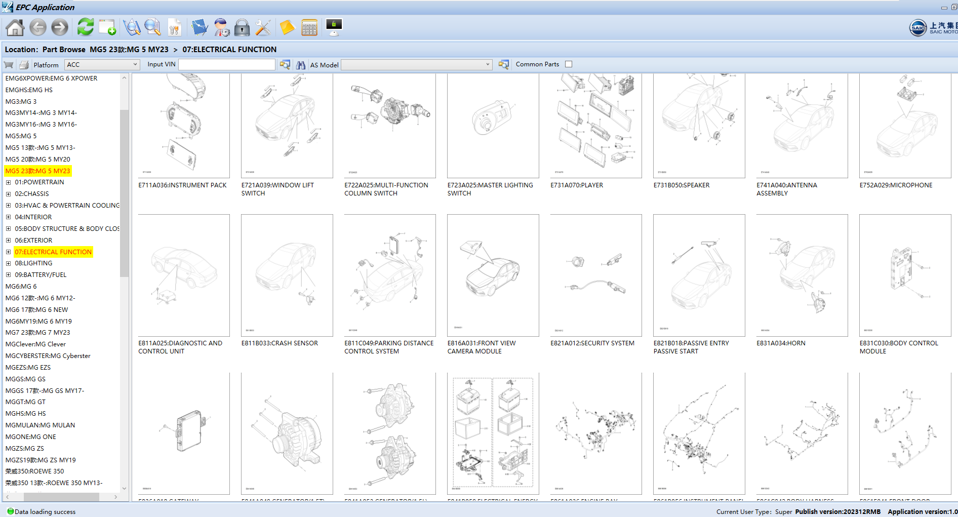 SAIC MOTOR EPC Spare Parts Catalog 12.2023 Electronic How To Install