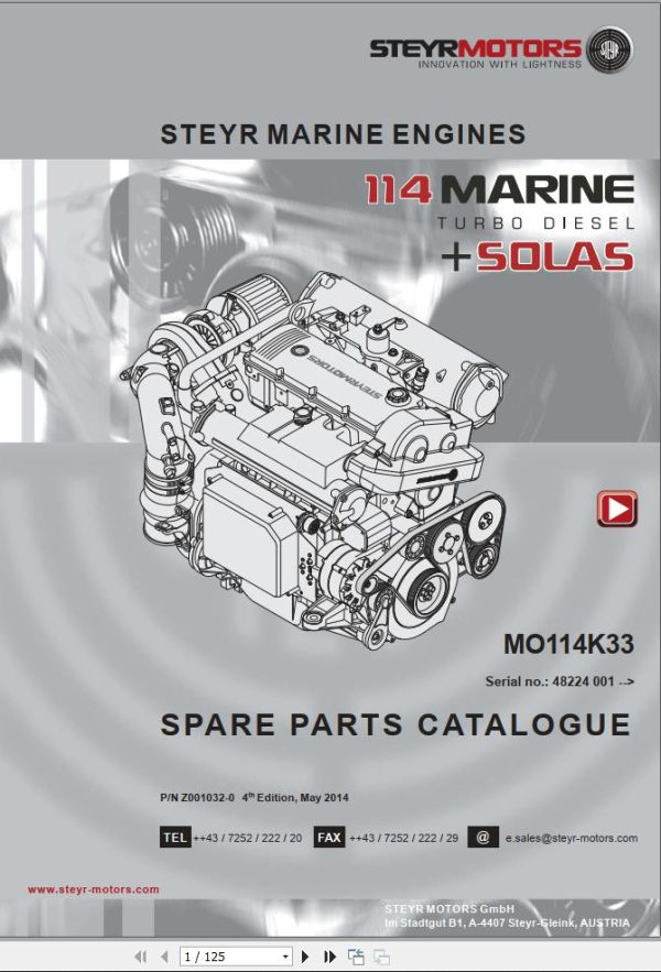 Steyr Motors Marine Engine MO114K33 Spare Parts Catalogue