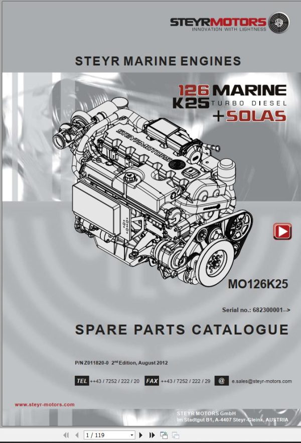 Steyr Motors Marine Engine MO126K25 Spare Parts Catalogue