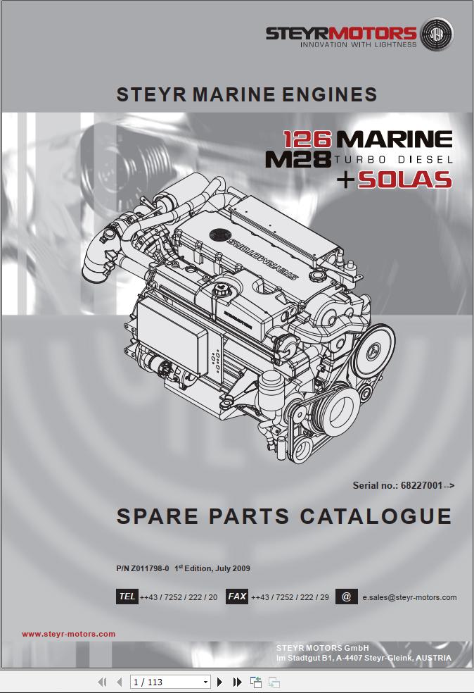 Steyr Motors Marine Engine MO126M28 Spare Parts Catalogue