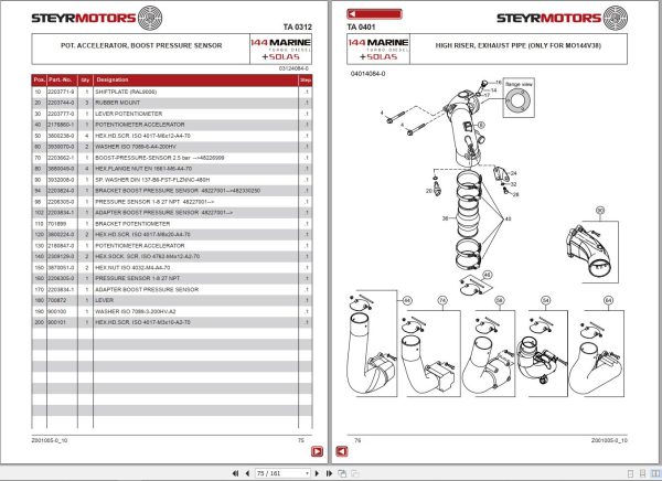 Steyr Motors Marine Engine MO144V38 MO144M38 Spare Parts Catalogue 1